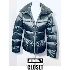 Ralph Lauren S Black Label Gunmetal Puffer Jacket Peplum Winter 2016 $750